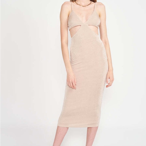 emory park Dresses & Skirts - NWT Elegant Beige Cut-Out Dress